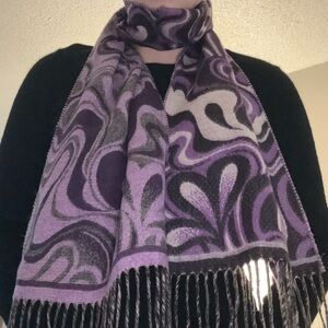 VINTAGE 100% Cashmere Made in Scotland Groovy 70s Paisley Psychadelic Scarf